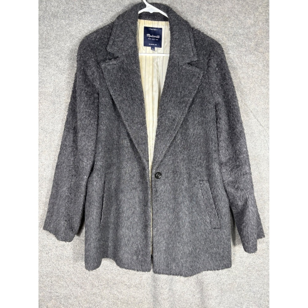 Madewell Wool Blend Coat Charcoal Gray Single Button Blazer Jacket B529 Womens 8